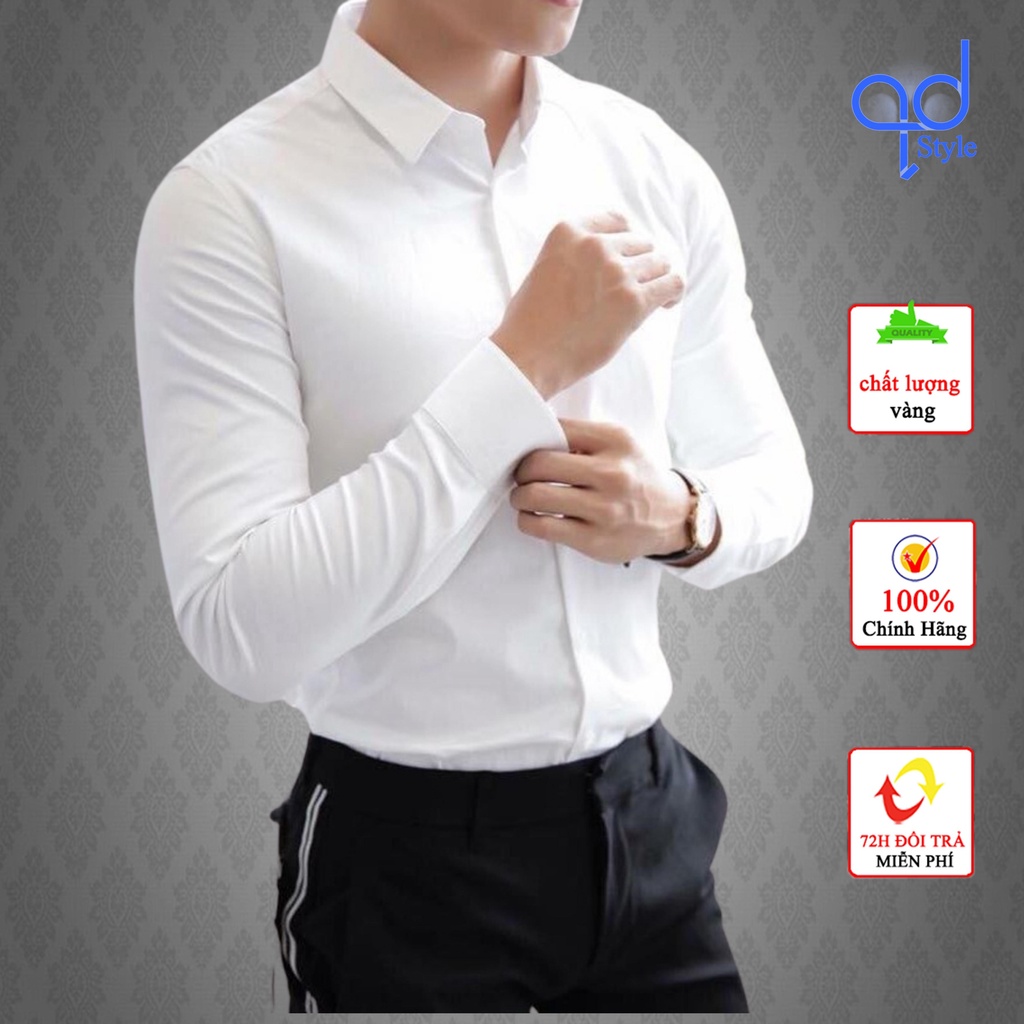 Áo Sơ Mi Nam Thời Trang Công Sở Chất vải lụa nến chống Nhăn Cao Cấp QD Style