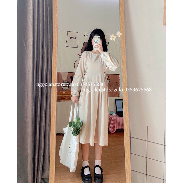 Váy Babydoll Dài Tay Có Dây điều Chỉnh Eo,Nhiều Màu