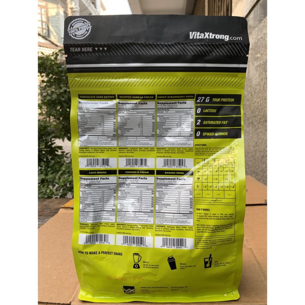 [GIÁ TỐT NHẤT] VITAXTRONG ISO PRO 2LBS | Sữa Tăng Cơ 100% Hydrolyzed Whey Isolate (0.9Kg)