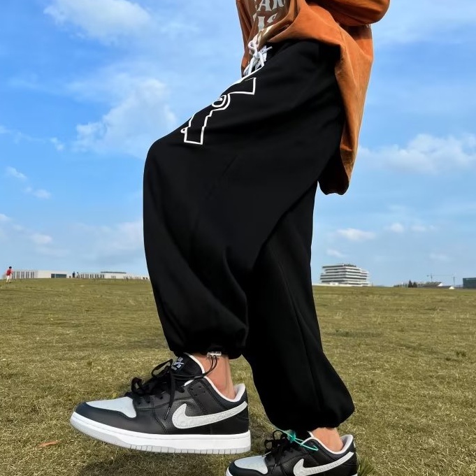 Quần Dài Hip Hop Đường Phố Mỹ Màu Trơn In Chữ Đơn Giản Thời Trang Cho Nam