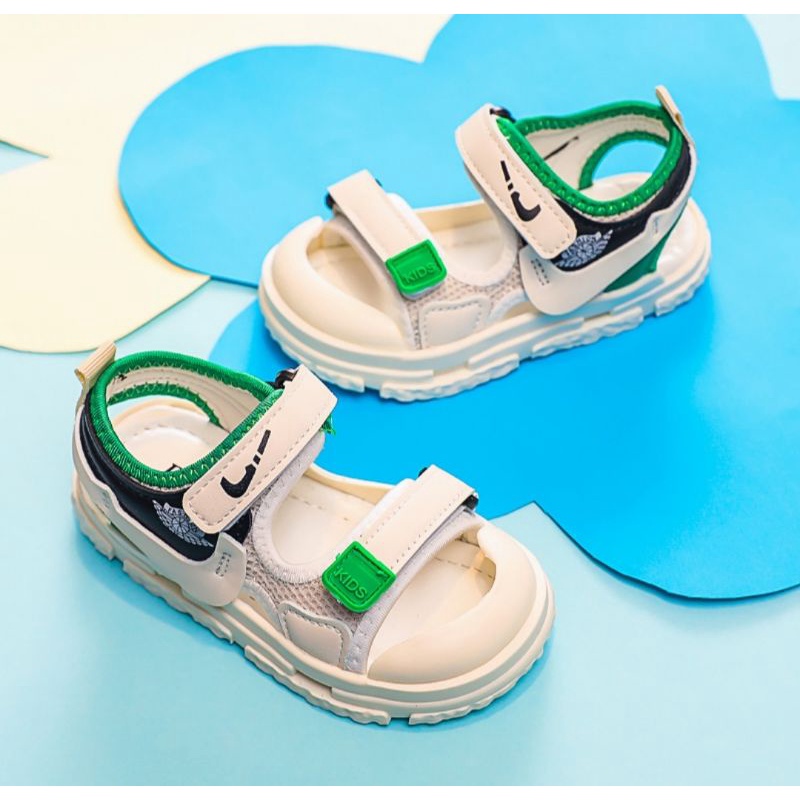 sandal bé trai - dép quai hậu cho bé gái có chống vấp  kiểu dáng thể thao QCCC jull hộp quai vải màu trắng 1987