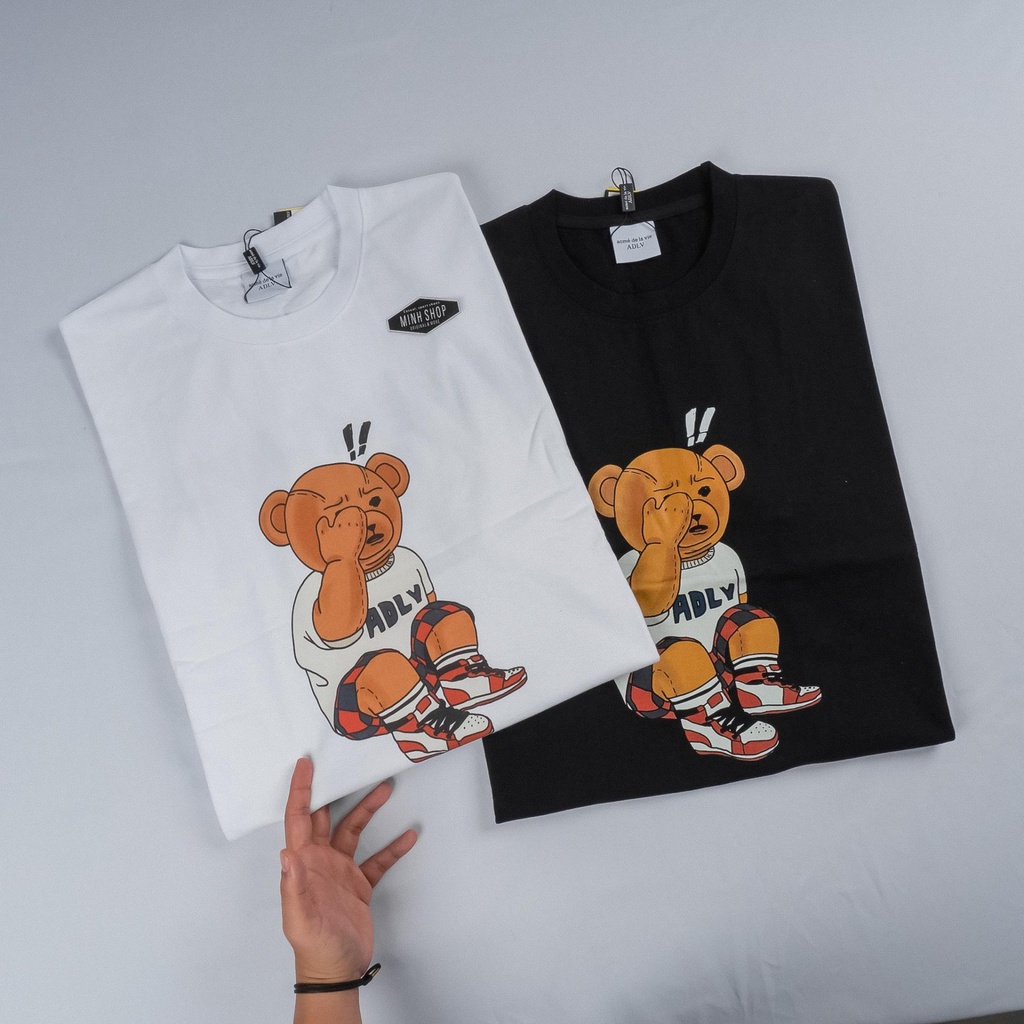 (CHÍNH HÃNG ) Áo phông ADLV bear pants cotton cứng form Hàn Quốc unisex