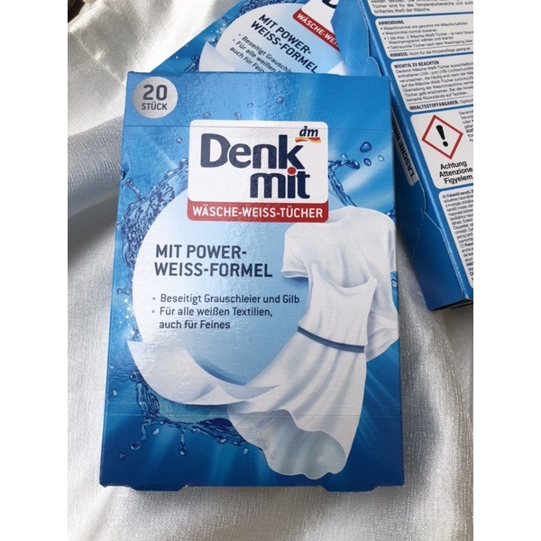 [ HÀNG ĐỨC ] Miếng giặt tẩy trắng quần áo Denkmit _ HỘP 20 TỜ