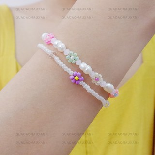 Lắc tay hạt trai sắc màu kẹo ngọt, vòng phong cách bohemian #moana