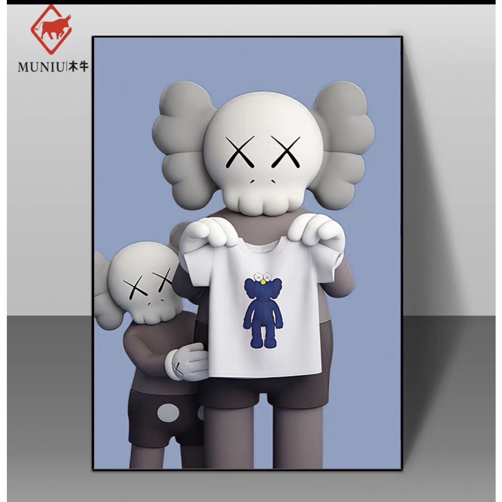 Tranh Gấu bearbrick/ Kaws Tráng Gương treo Tường Decor shop thời trang/ Quần áo/ quà tặng khai trương