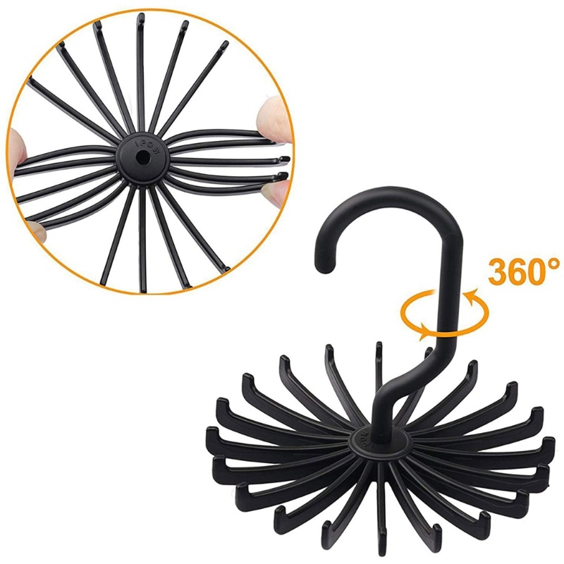 Giá Đỡ Cà Vạt / Thắt Lưng Xoay 360 Độ 18 Móc Tiện Dụng Cho Tủ Quần Áo