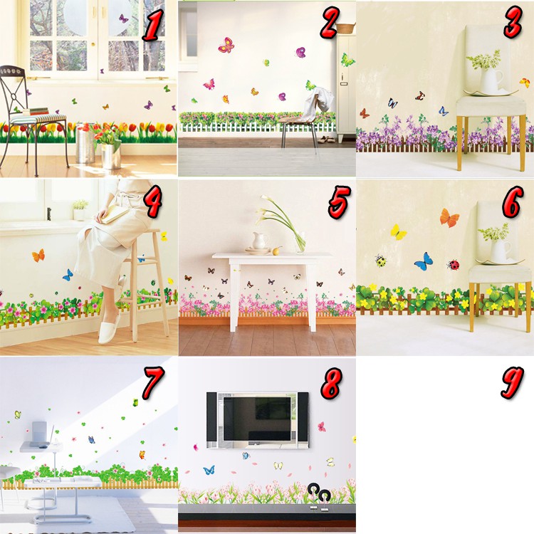 Decal dán chân tường 5m4 hoa cỏ đủ loại ( Chọn mẫu ) HCM