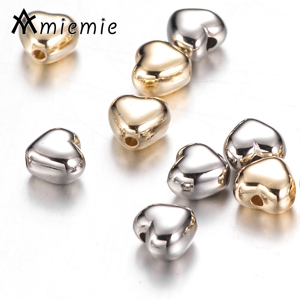 Set 100 hạt xỏ lỗ bằng nhựa hình trái tim 6mm dùng làm đồ trang sức thủ công diy