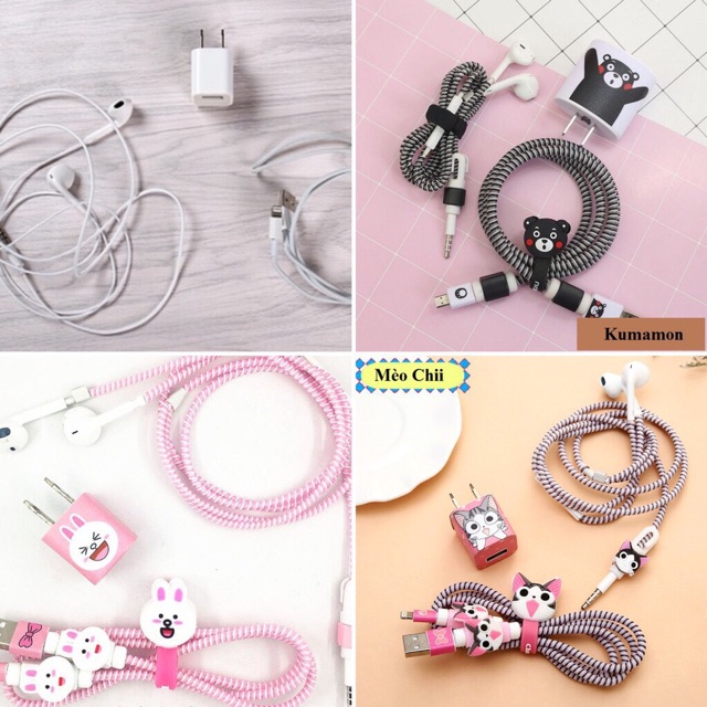 Combo bảo vệ sạc cáp tai nghe.