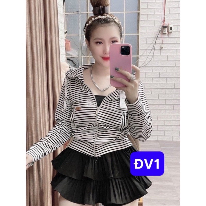 Áo Khoác Thun Nữ Có Túi Viền Sọc -Có Nón Chống Nắng Tay Dài | BigBuy360 - bigbuy360.vn