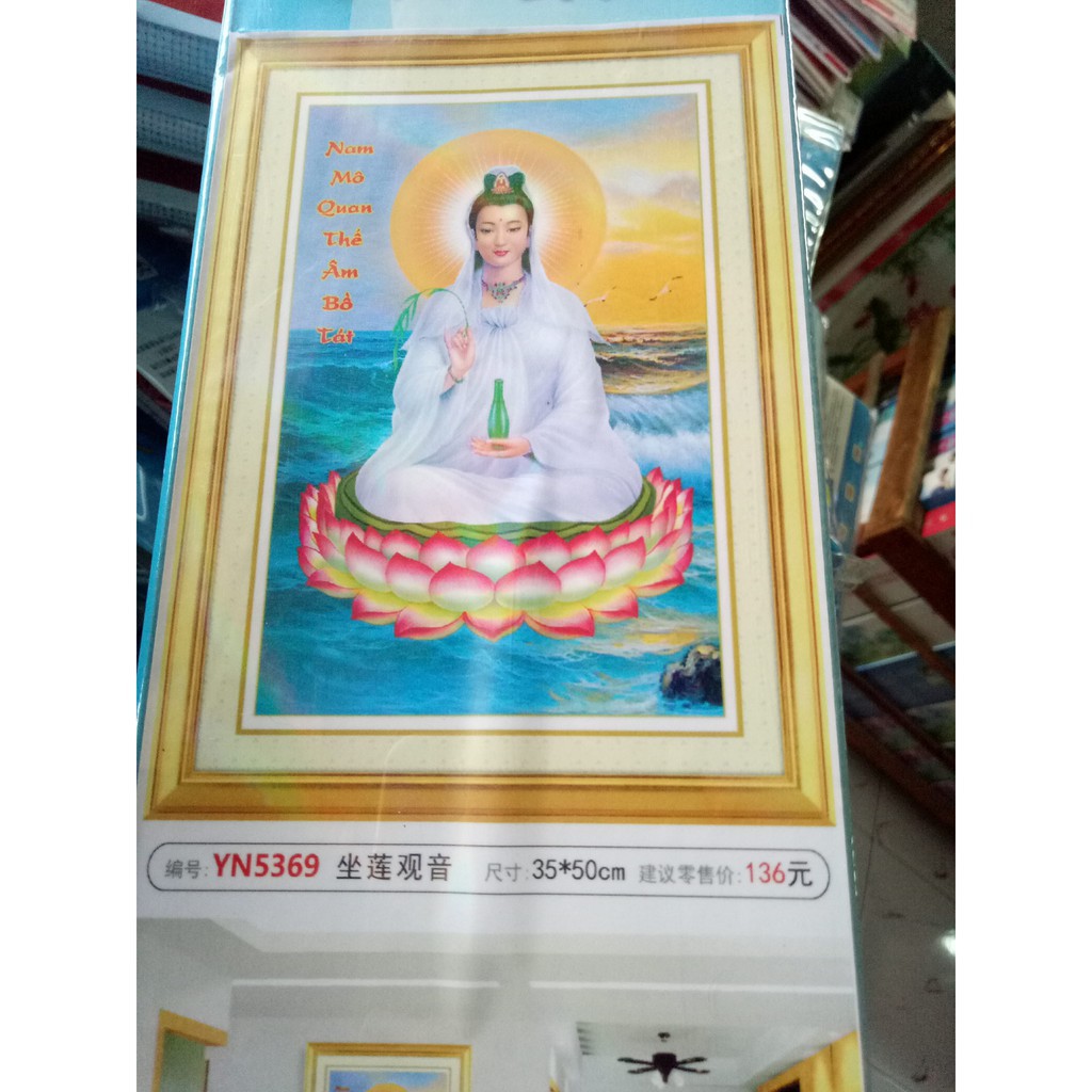 Tranh Đính Đá Mẹ Quan Âm -YN5370 (50x67cm), chưa đính