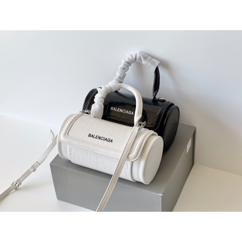 Túi xách/Túi đeo chéo Balenciaga thiết kế kiểu dáng hình trống da sần khóa đúc dày cao cấp