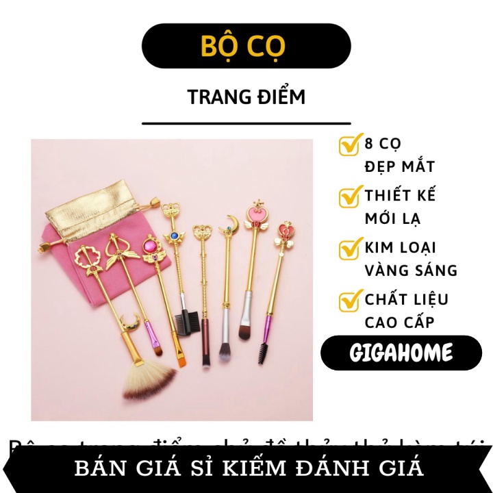 Cọ trang điểm  GIÁ VỐN] Bộ cọ trang điểm 8 món thủy thủ mặt trăng kèm túi 8825