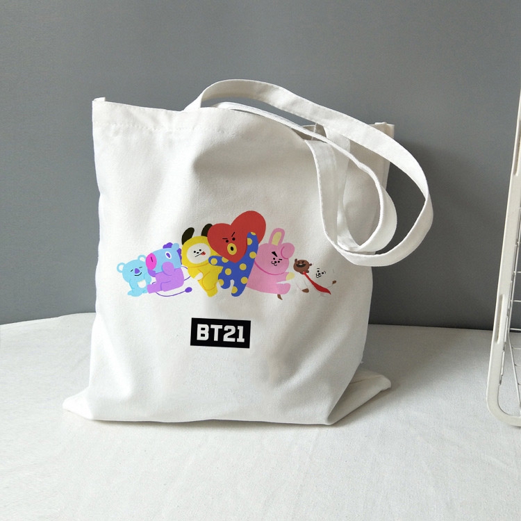 Túi xách vải canvas phong cách Hàn Quốc họa tiết nhóm BTS độc đáo