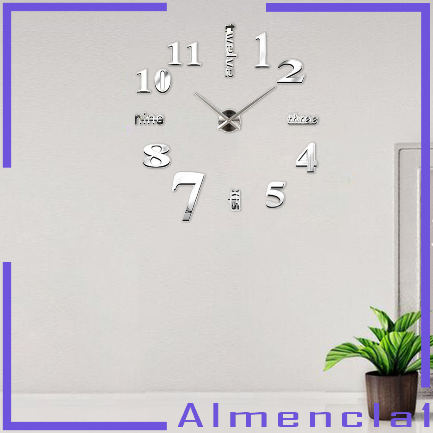 [ALMENCLA1]Wall Clock DIY 3D Modern Mirror Surface Sticker Home Office Decoration