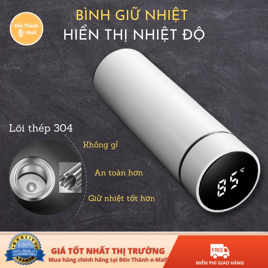 Bình giữ nhiệt inox thông minh hiển thị nhiệt độ cao cấp bảo hành 12 tháng