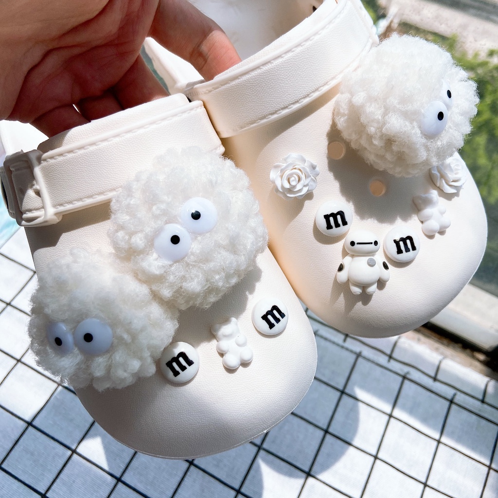 Sticker crocs Shoe Decoration for crocs đế caoSet 12 Phụ Kiện Nút Giày Thời Trang#Baymax Bóng Baymax Màu Trắng