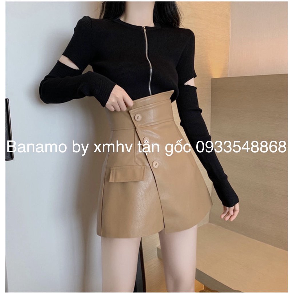 QUẦN VÁY DA MÀU ĐEN NÂU HOT HIT HIỆN ĐẠI THỜI TRANG BANAMO FASHION quần da 3 khuy 693 | BigBuy360 - bigbuy360.vn