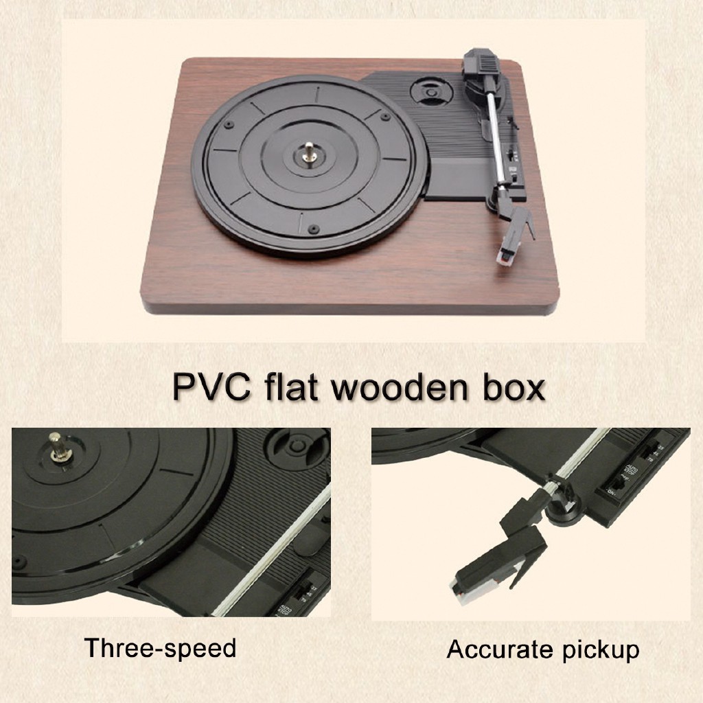 Máy hát đĩa cổ điển họa tiết vân gỗ 33 RPM 45 RPM 78RPM