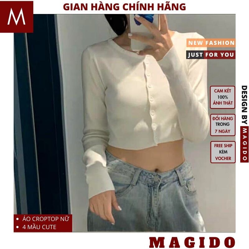 (QUÀ TẶNG LÀ DÂY BUỘC TÓC NHA ) áo thun nữ croptop khuy cài💚 áo croptop nữ dài tay ,cực xinh MAGIDO (ẢNH THẠT+FREESHIP) | BigBuy360 - bigbuy360.vn