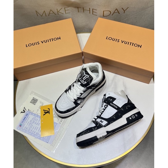 Giày thể thao sneaker lv cao cổ viền hoạ tiết fullbox