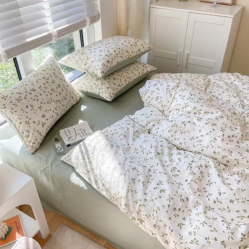 Set Bộ Vỏ Chăn Ga Cotton Living Hoa Nhí Chất Cotton Thoáng Mát (shinbedding)