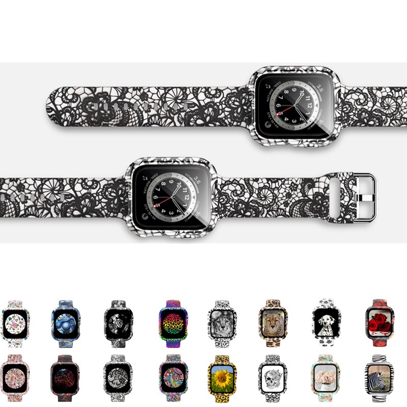 Bộ Ốp Bảo Vệ Bằng Silicone + Dây Đeo Cho Apple Watch 41mm 44mm 40mm 38mm 42mm 45mm iWatch Series 8 se 7 6 5 4 3 2 1 se