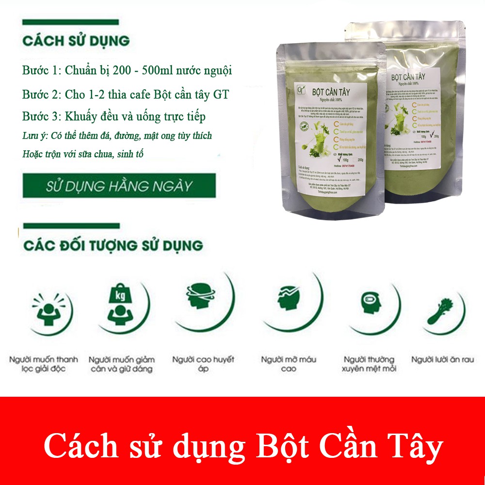 Bột Cần Tây Nguyên Chất GT Gói 100 - 200g - Bột Cần Tây Sấy Lạnh Cao Cấp Giúp Giảm Cân Nhanh, Da Xinh, Dáng Đẹp | BigBuy360 - bigbuy360.vn