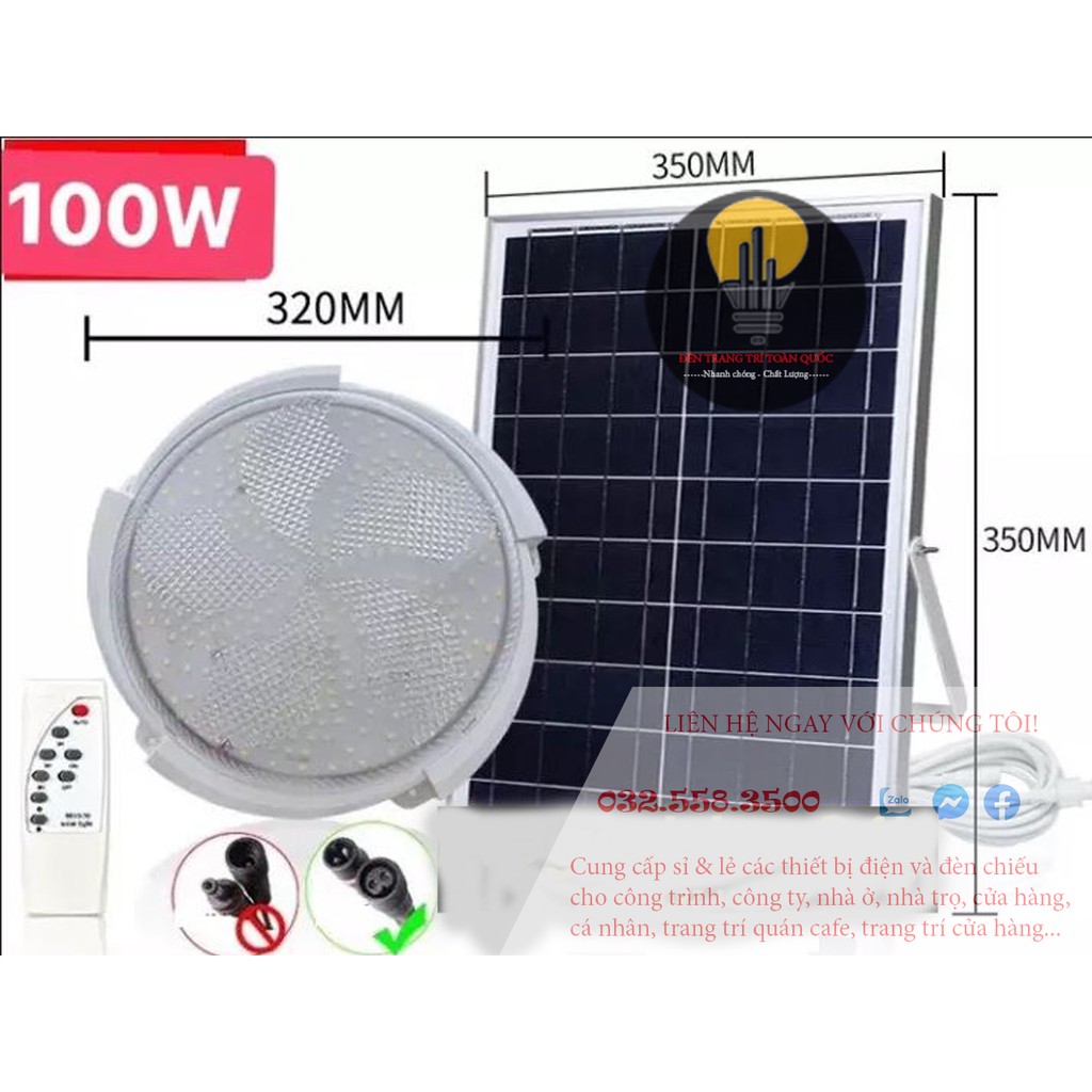 Đèn ốp trần mâm nổi năng lượng mặt trời 100W