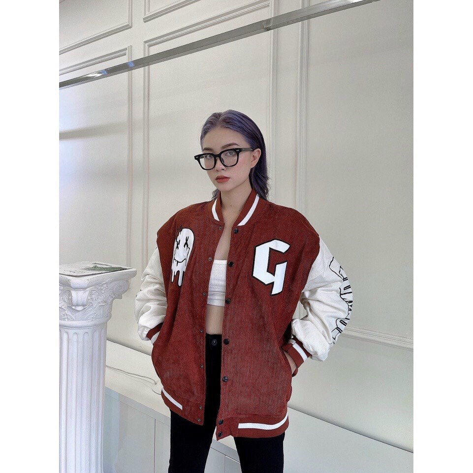Áo khoác bomber nhung tăm hình hallowen hàng xịn,tốt,bền Store Q&amp;P GZAK105