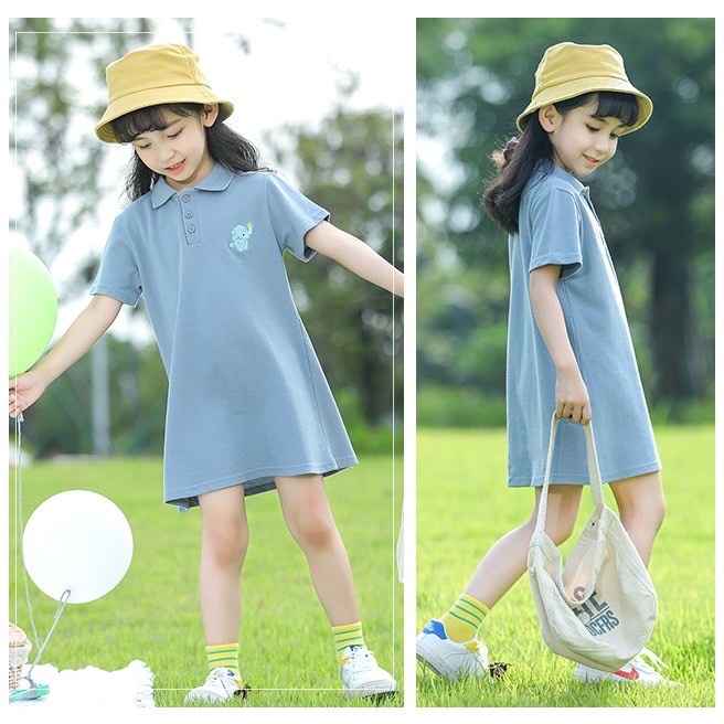 Đầm polo cho bé chất liệu thoáng mát dáng suông mùa hè bé gái