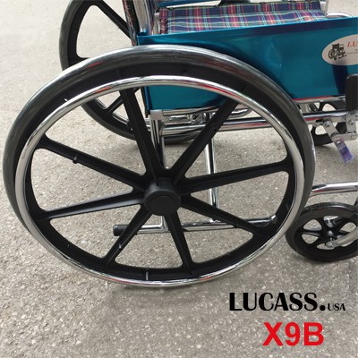 Xe lăn bánh đúc Lucass X9B vải kẻ