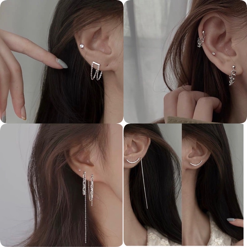 (NHIỀU MẪU)Bông tai dáng dài xây xích các kiểu (1 đôi)