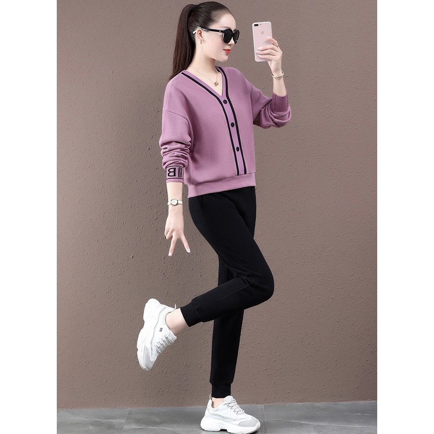 Bộ đồ thu đông nữ cao cấp - Bộ quần áo chất nỉ da cá đẹp giá mềm