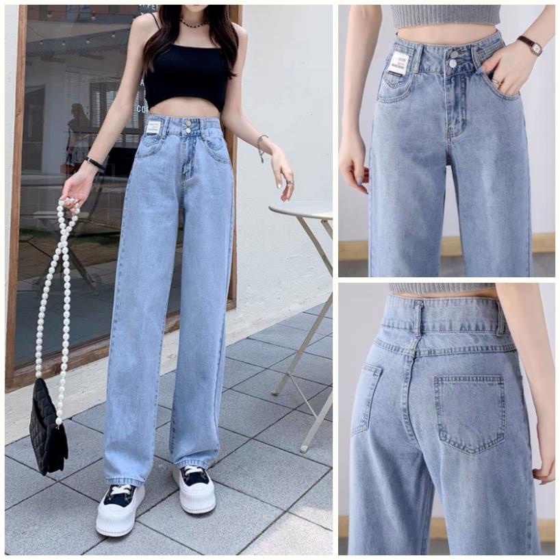 Sale Quần Ống Rộng Quần Jeans Nữ Quần Ống Suông Baggy Cạp Cao Cao Cấp | Tdshopnt - Q11