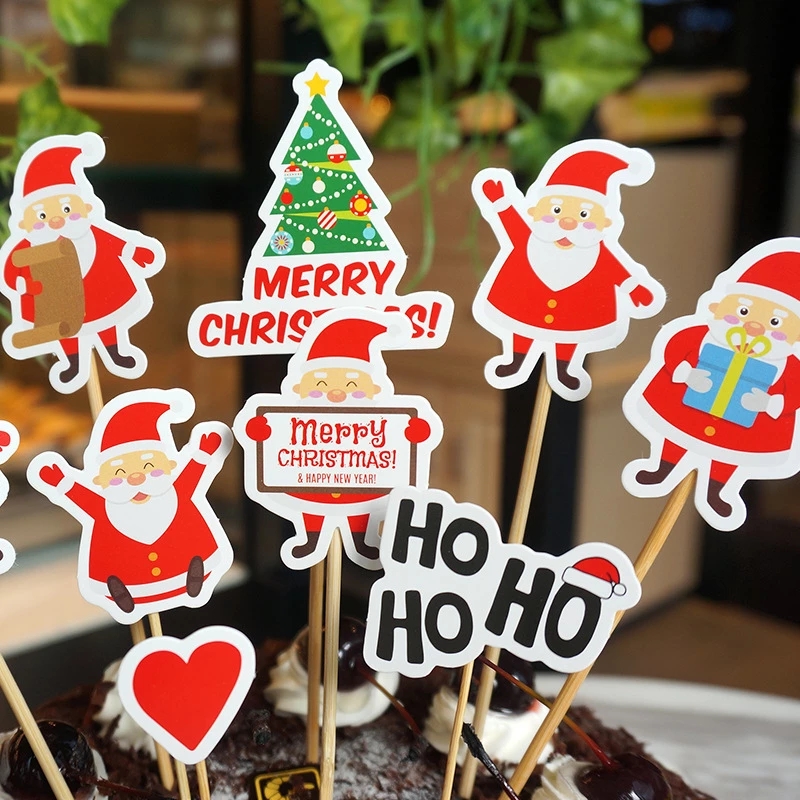 Set 9 phụ kiện chèn trang trí bánh hình ông già Noel hoạt hình dễ thương