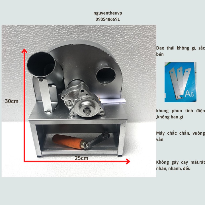 (tặng 3 lưỡi dao)máy thái hành tỏi quay tay siêu nhanh, siêu tiện,máy cắt lát mỏng gừng sả các loại củ quả cẩm tay
