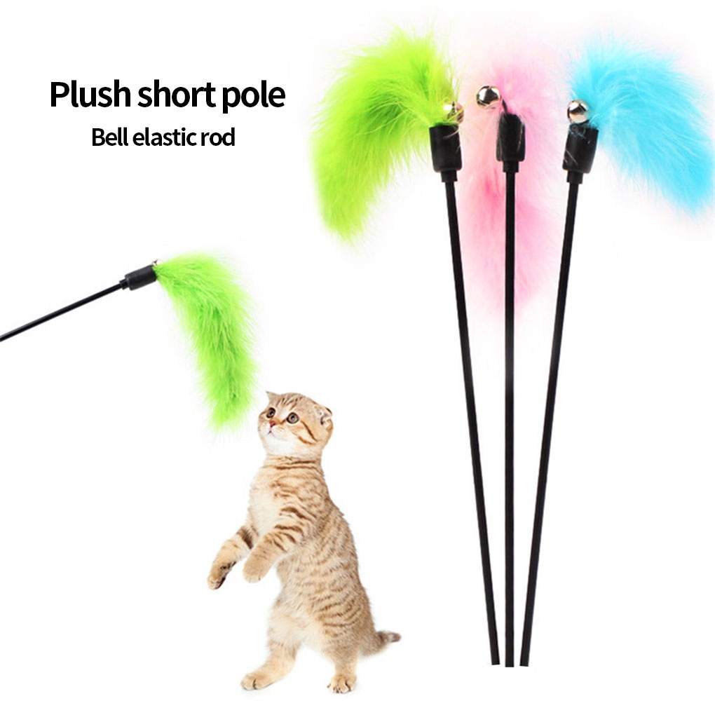 Đồ chơi lông vũ bằng nhựa co giãn màu sắc ngẫu nhiên cho thú cưng