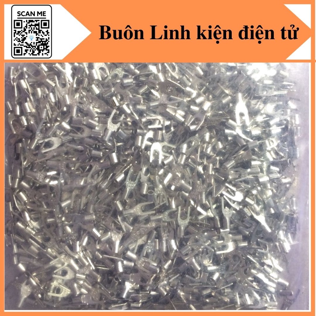 Đầu cos chữ y 2-4, loại trần, bọc nhựa bấm dây 1.5~2.5 mm, cos chỉa