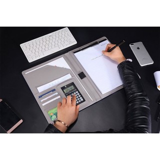 Cặp đựng tài liệu bằng da PU Portfolio A4 Business (tặng kèm máy tính bỏ túi) - The Royal's