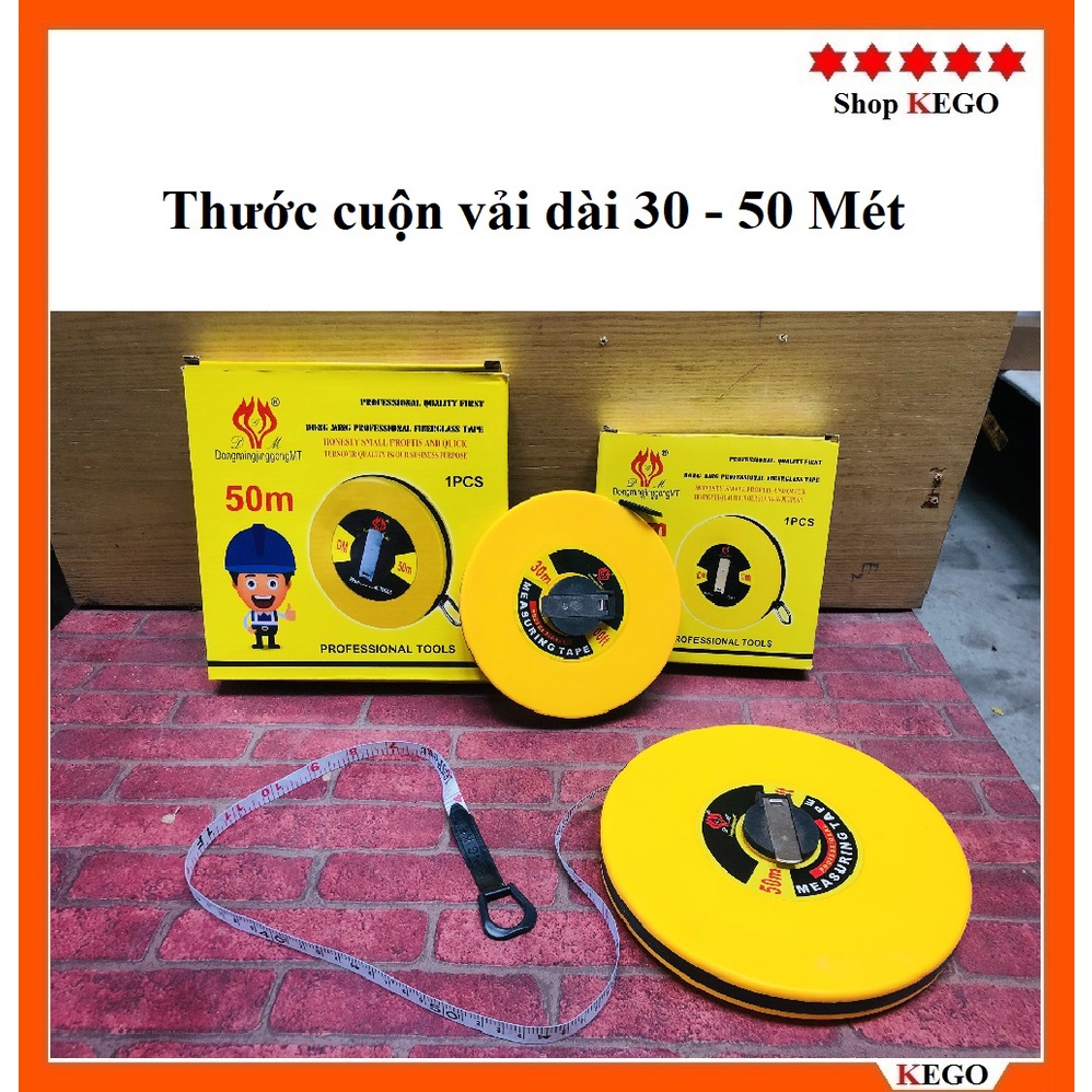 Thước dây, thước cuộn vải dài 30m, 50 mét đo đất xây dựng