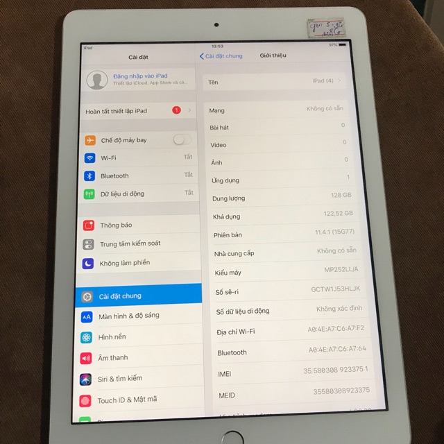 iPad Gen 5 ( 2017 ) wifi 4G - 128G màu trắng