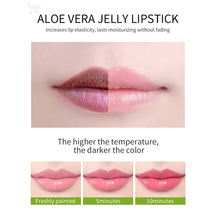 Son Môi Thạch Lô Hội Dưỡng Ẩm Lâu Trôi Chống Thấm Nước Thay Đổi Màu Sắc Theo Nhiệt Độ JMMZ VIBELY