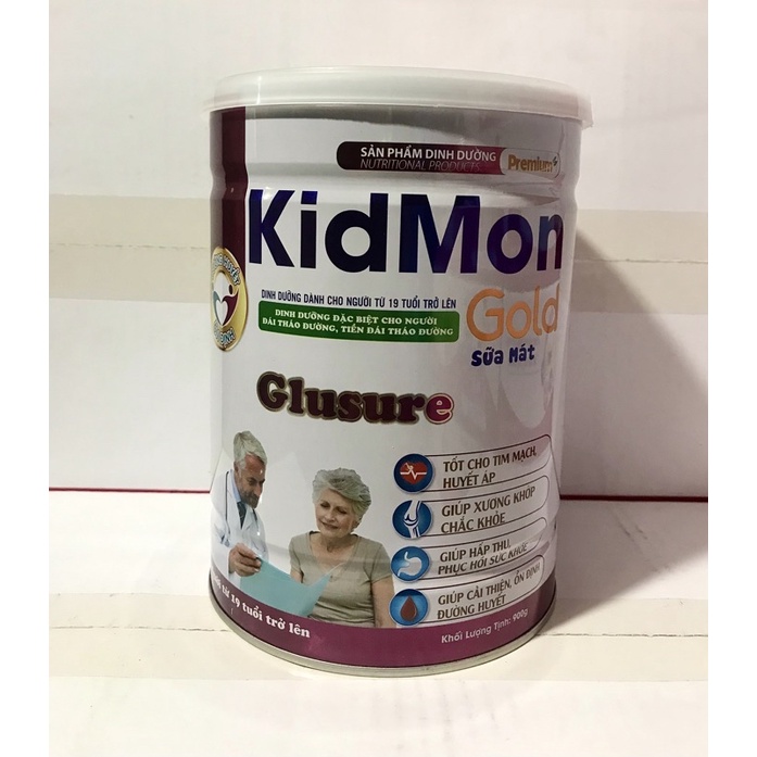 Sữa mát cho người tiểu đường KidMon Glusure Gold 900g- Sữa dinh dưỡng đặc biệt dành cho người đái tháo đường