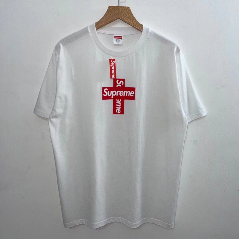 ÁO THUN SUPREME CROSS BOX LOGO 2 MÀU ĐEN + TRẮNG