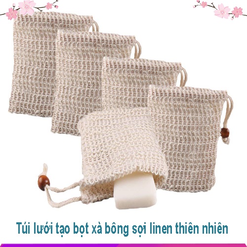 Túi Lưới Đựng Xà Bông, Xà Phòng, Sợi Linen Tự Nhiên Tiện Dụng