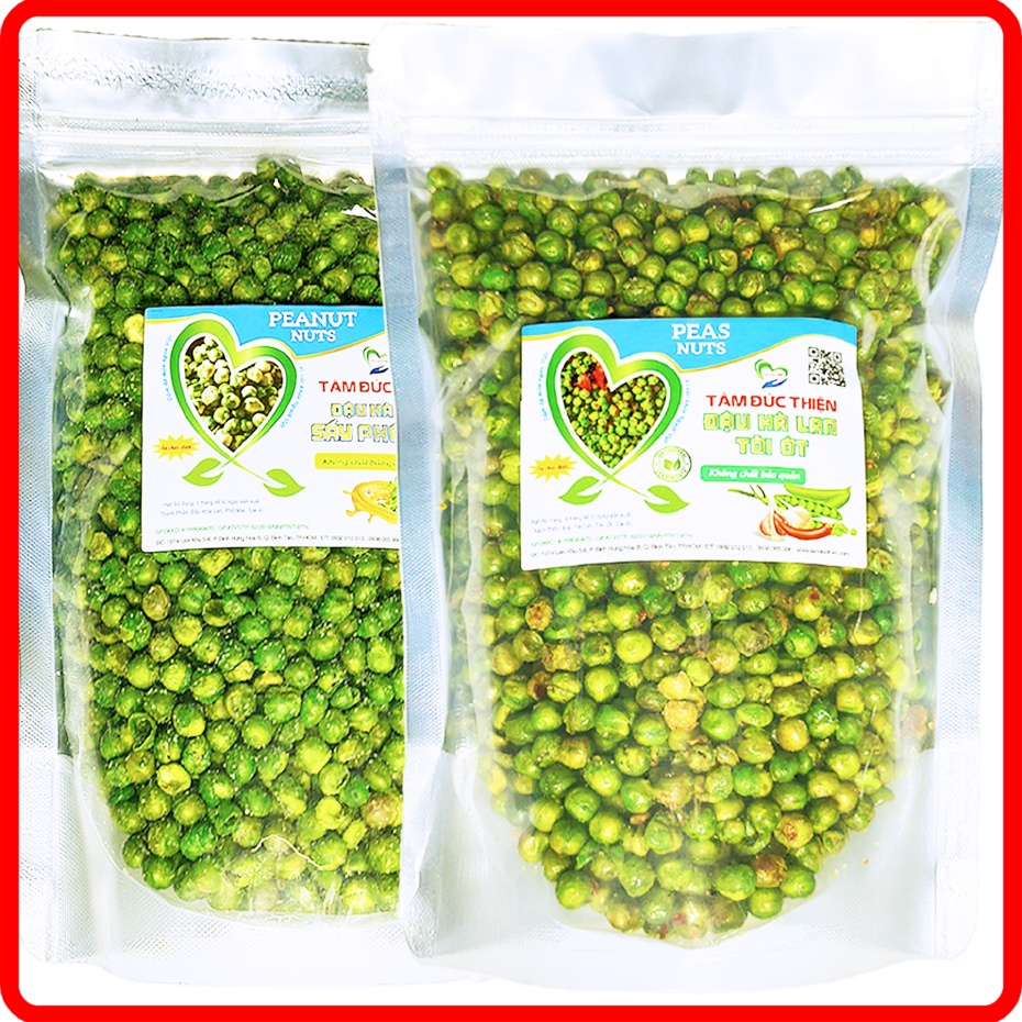 Combo 1KG: Đậu Hà Lan Rang Tỏi Ớt +Đậu Hà Lan Sấy Phô Mai Tâm Đức Thiện (2 x Túi 500GR) | BigBuy360 - bigbuy360.vn