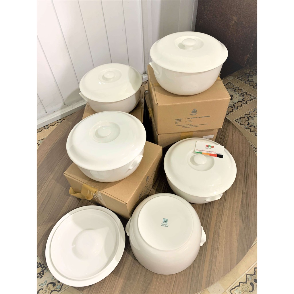 Thố sứ MINH LONG - 22cm (có nắp)