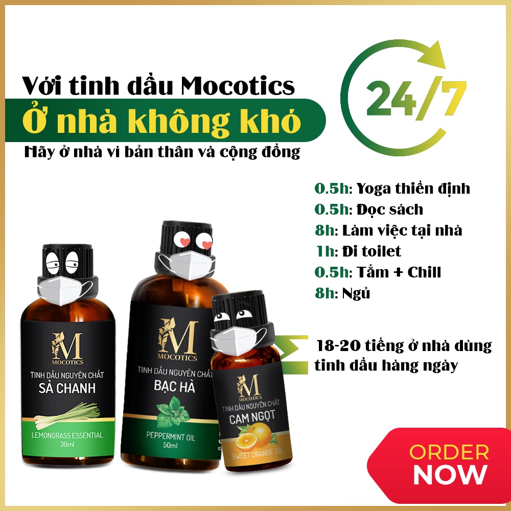 Tinh dầu treo xe oto sả chanh Mocotics giúp khử mùi, chống say xe,treo phòng ngủ, treo nhà vệ sinh, dung tích 8ml