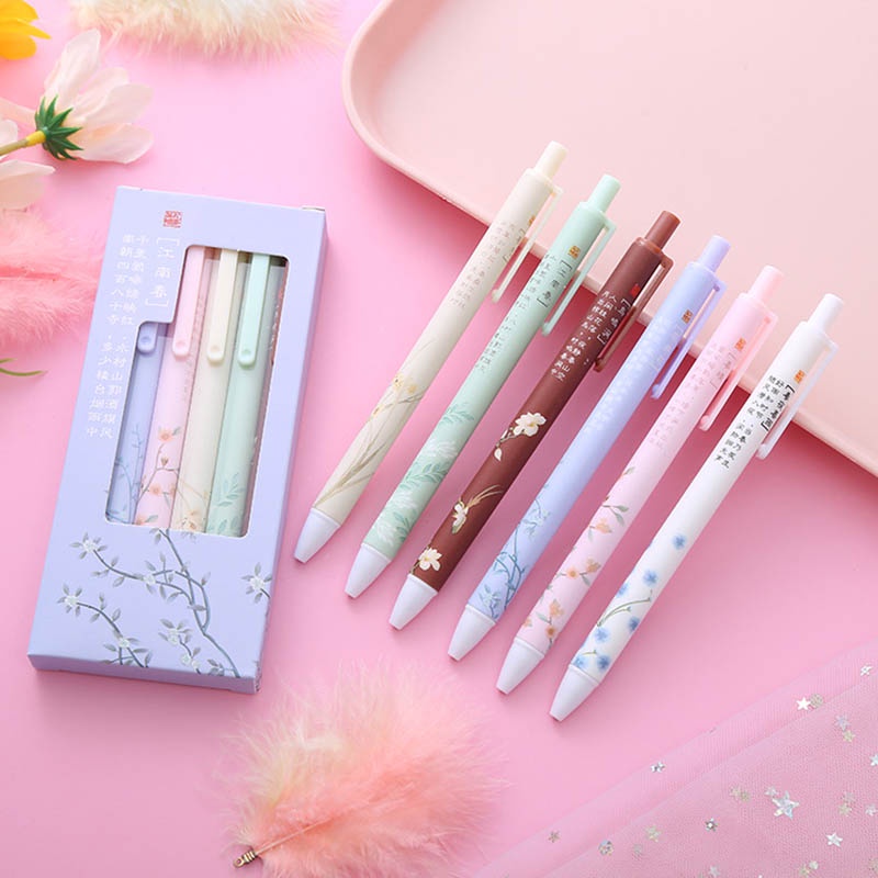 Set 6 Bút Bi Mực Đen Ngòi 0.5mm